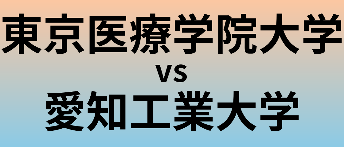 東京医療学院大学と愛知工業大学 のどちらが良い大学?