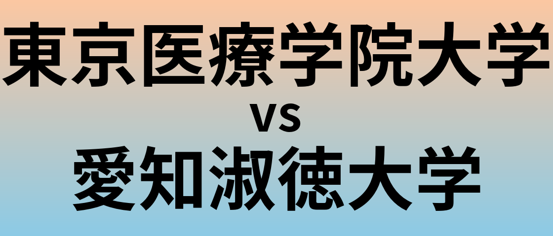東京医療学院大学と愛知淑徳大学 のどちらが良い大学?