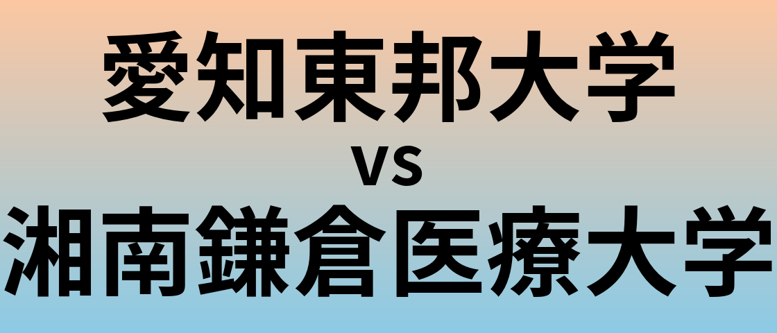 愛知東邦大学と湘南鎌倉医療大学 のどちらが良い大学?