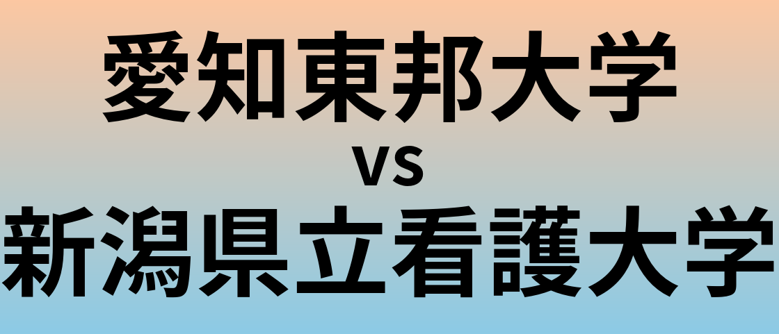 愛知東邦大学と新潟県立看護大学 のどちらが良い大学?