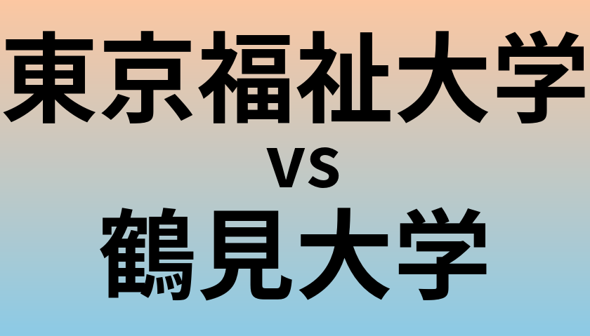 東京福祉大学と鶴見大学 のどちらが良い大学?