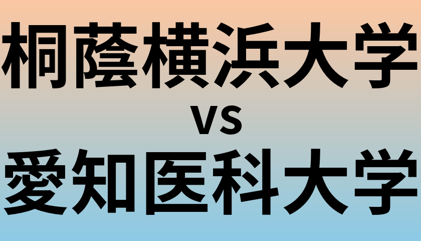 桐蔭横浜大学と愛知医科大学 のどちらが良い大学?