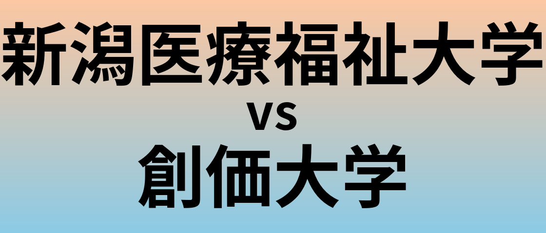 新潟医療福祉大学と創価大学 のどちらが良い大学?