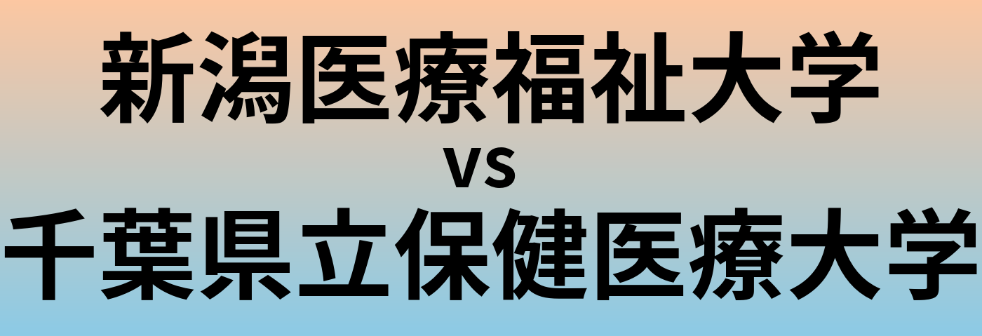 新潟医療福祉大学と千葉県立保健医療大学 のどちらが良い大学?
