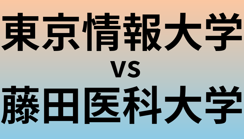 東京情報大学と藤田医科大学 のどちらが良い大学?