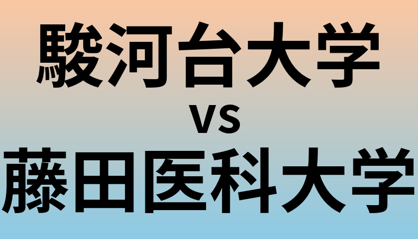駿河台大学と藤田医科大学 のどちらが良い大学?