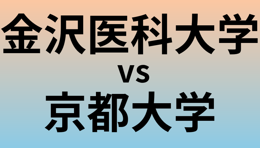 金沢医科大学と京都大学 のどちらが良い大学?