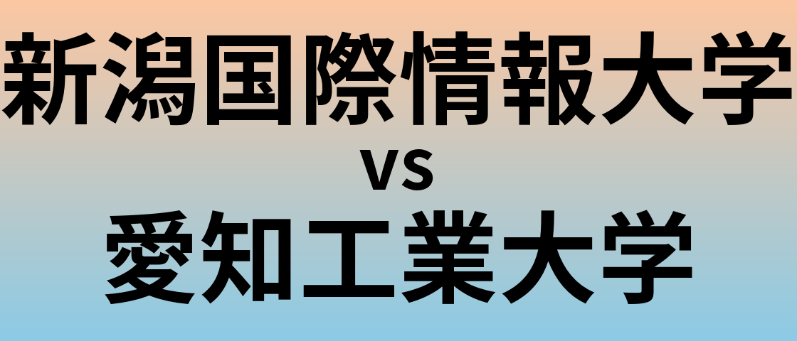 新潟国際情報大学と愛知工業大学 のどちらが良い大学?