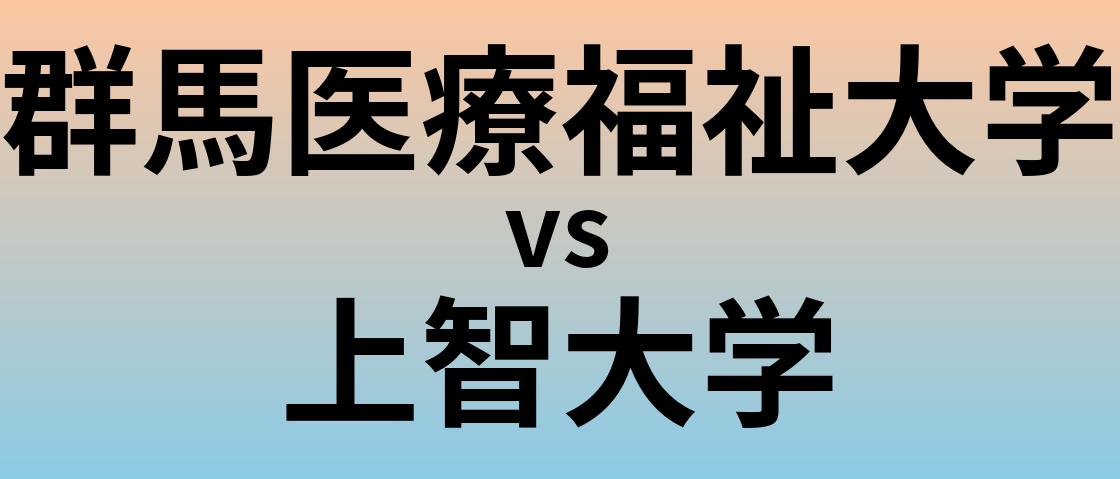 群馬医療福祉大学と上智大学 のどちらが良い大学?