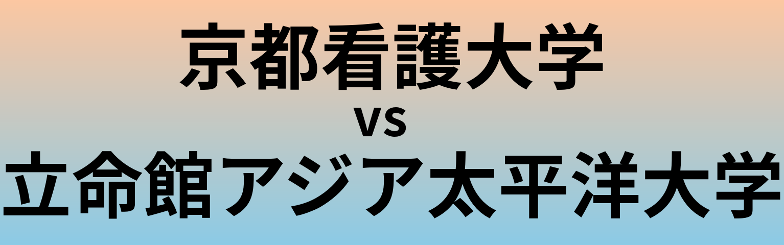 京都看護大学と立命館アジア太平洋大学 のどちらが良い大学?