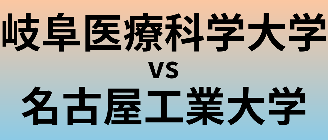 岐阜医療科学大学と名古屋工業大学 のどちらが良い大学?