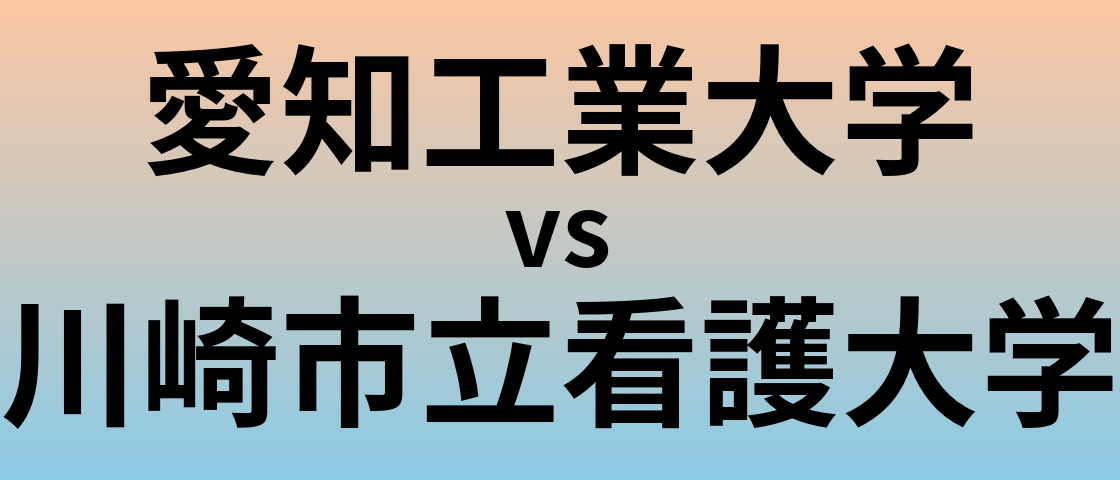 愛知工業大学と川崎市立看護大学 のどちらが良い大学?
