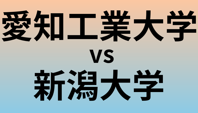 愛知工業大学と新潟大学 のどちらが良い大学?