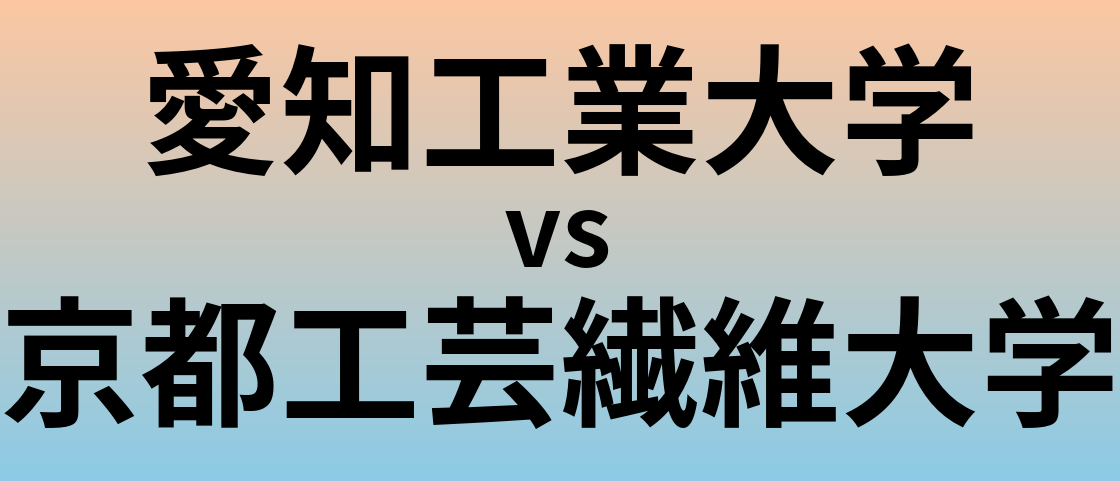 愛知工業大学と京都工芸繊維大学 のどちらが良い大学?
