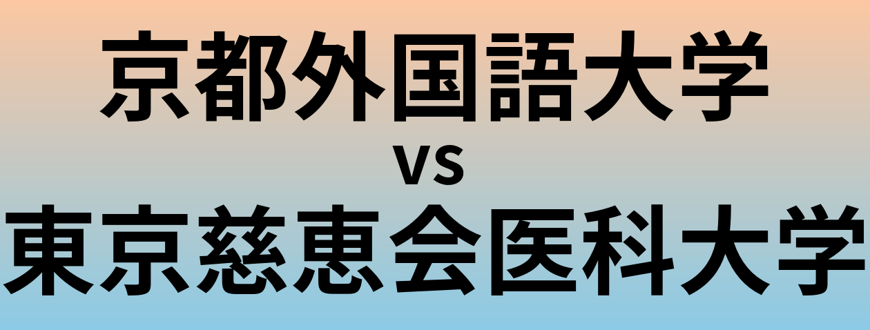 京都外国語大学と東京慈恵会医科大学 のどちらが良い大学?
