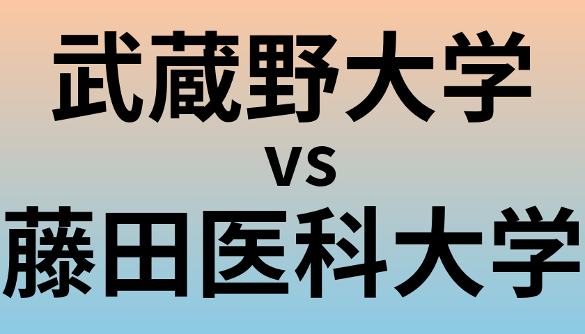 武蔵野大学と藤田医科大学 のどちらが良い大学?