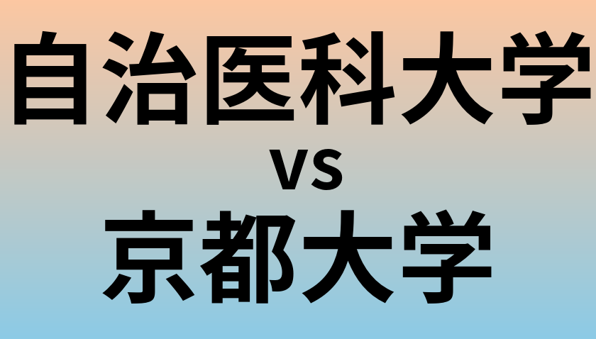 自治医科大学と京都大学 のどちらが良い大学?