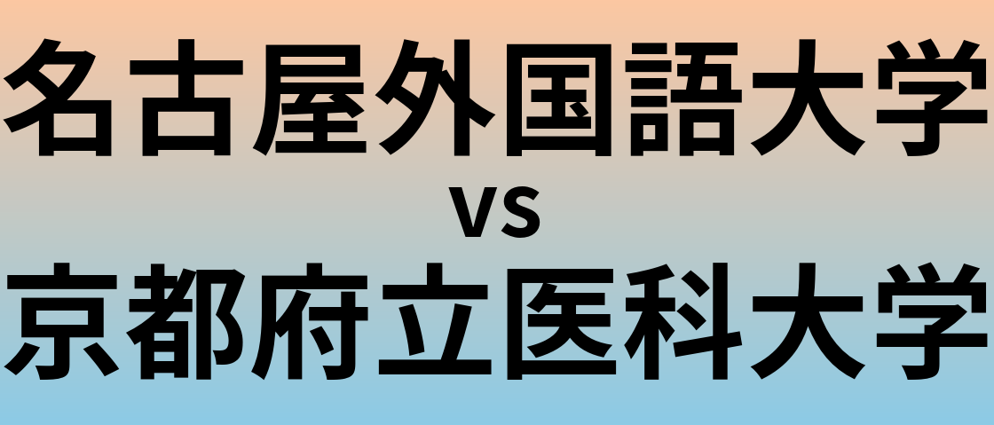 名古屋外国語大学と京都府立医科大学 のどちらが良い大学?