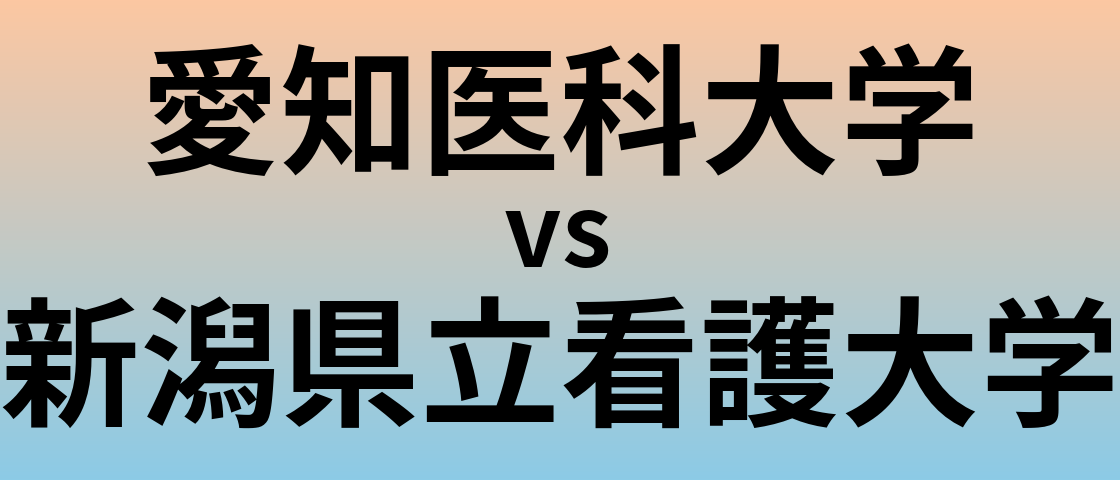 愛知医科大学と新潟県立看護大学 のどちらが良い大学?