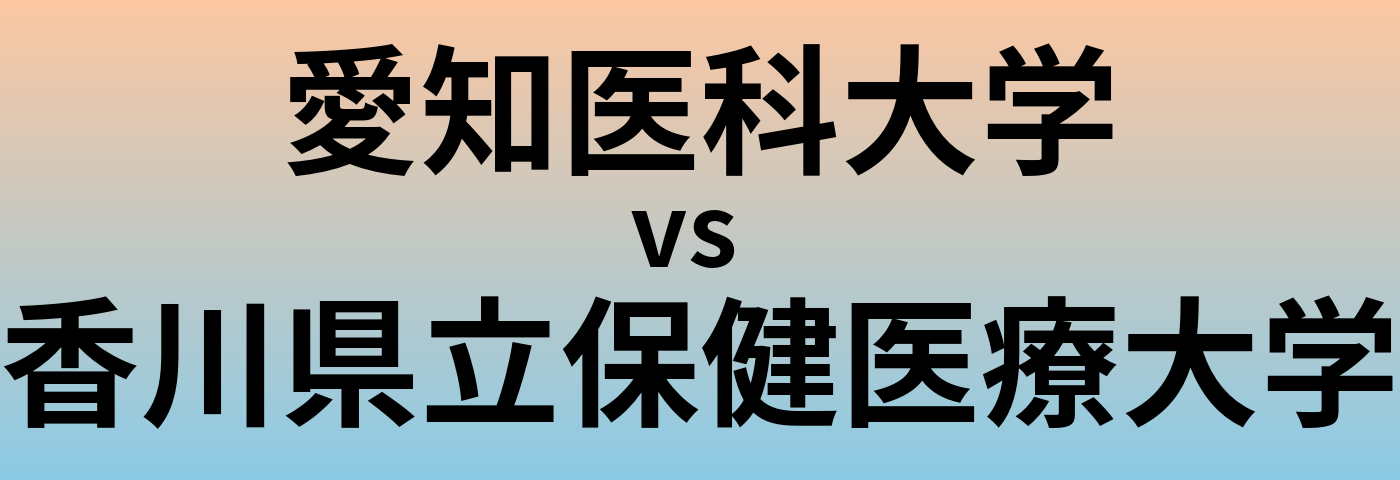 愛知医科大学と香川県立保健医療大学 のどちらが良い大学?