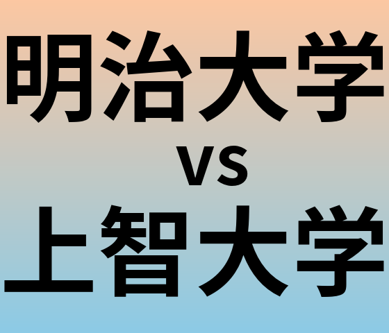 明治大学と上智大学 のどちらが良い大学?