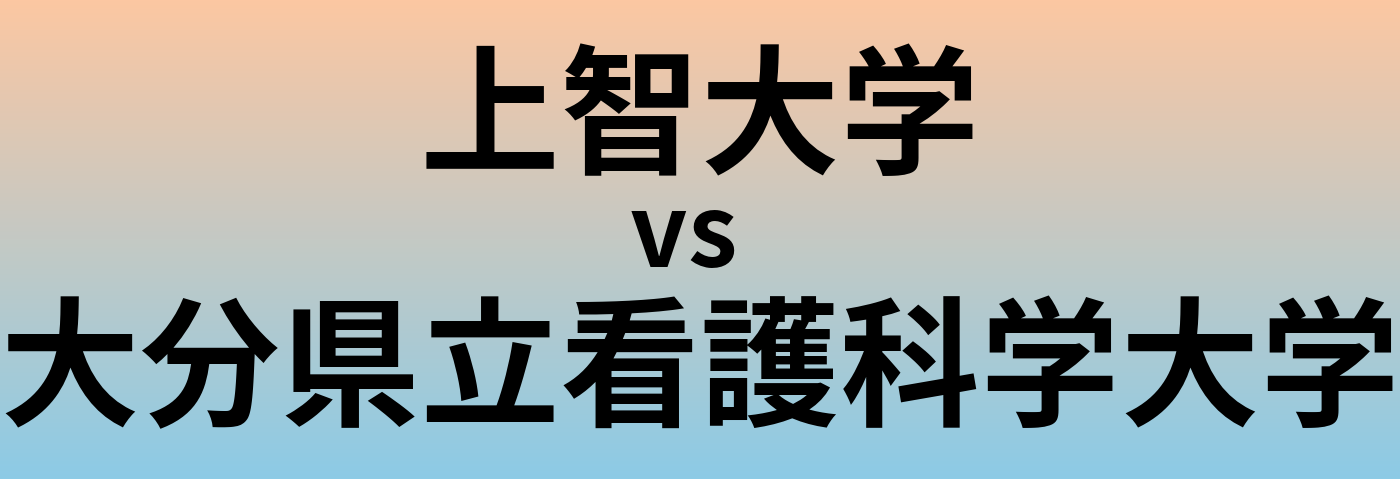 上智大学と大分県立看護科学大学 のどちらが良い大学?