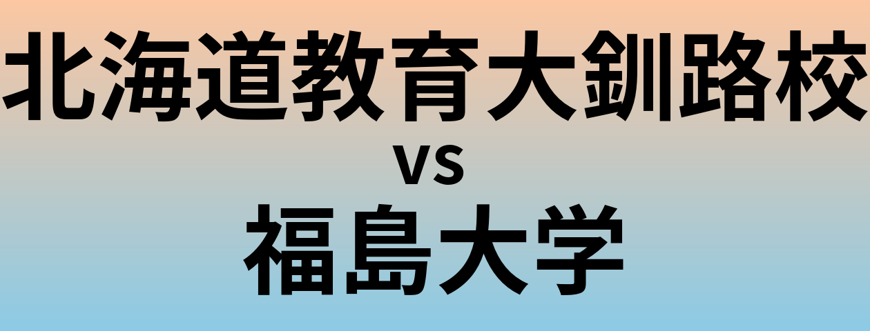 北海道教育大釧路校と福島大学 のどちらが良い大学?