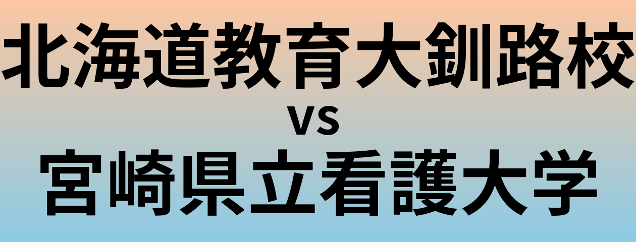 北海道教育大釧路校と宮崎県立看護大学 のどちらが良い大学?