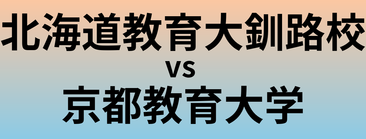 北海道教育大釧路校と京都教育大学 のどちらが良い大学?