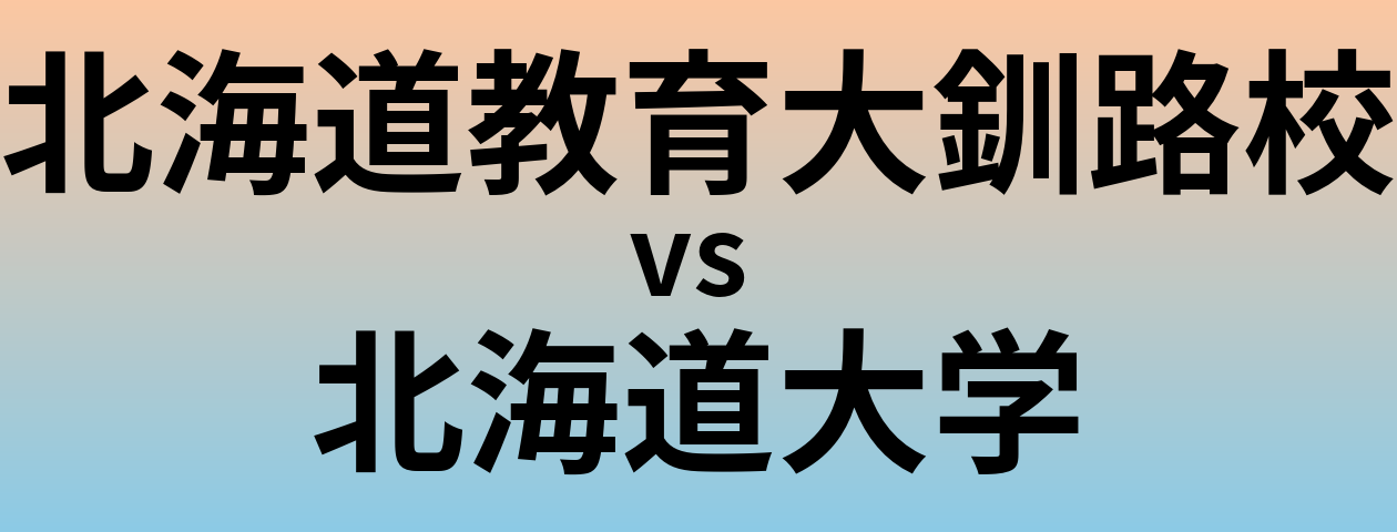 北海道教育大釧路校と北海道大学 のどちらが良い大学?