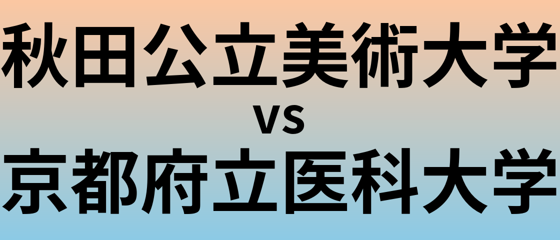 秋田公立美術大学と京都府立医科大学 のどちらが良い大学?