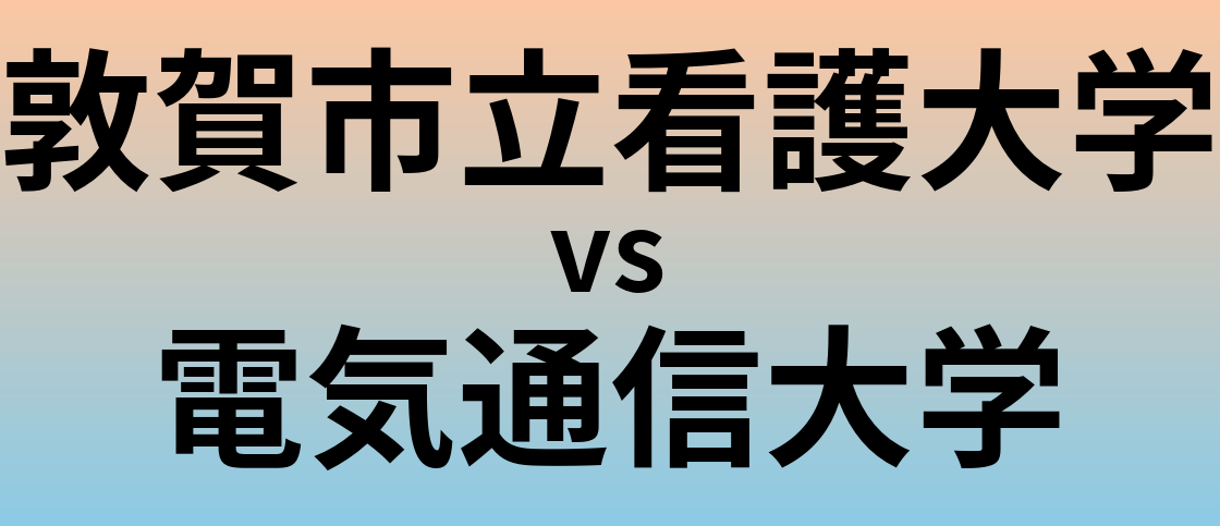敦賀市立看護大学と電気通信大学 のどちらが良い大学?