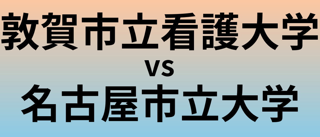 敦賀市立看護大学と名古屋市立大学 のどちらが良い大学?