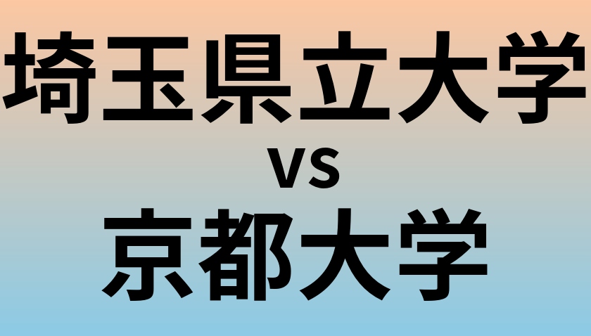 埼玉県立大学と京都大学 のどちらが良い大学?