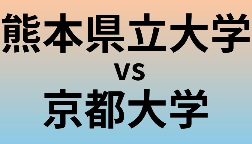 熊本県立大学と京都大学 のどちらが良い大学?