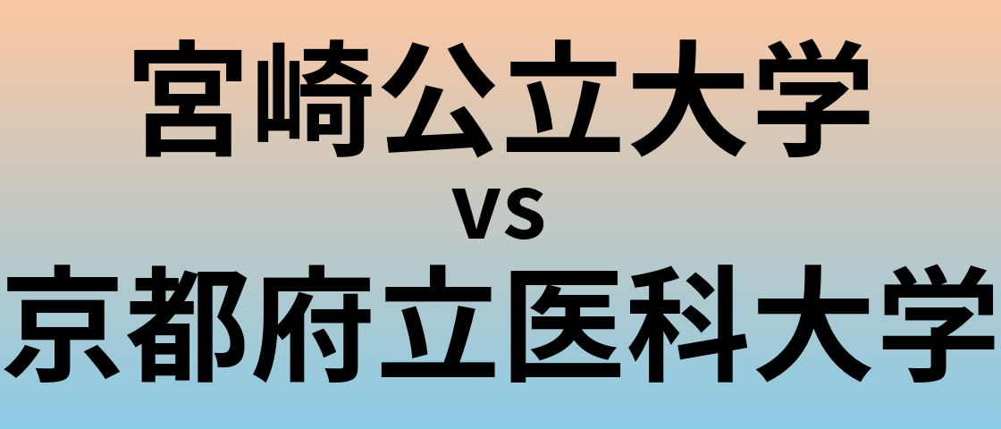 宮崎公立大学と京都府立医科大学 のどちらが良い大学?