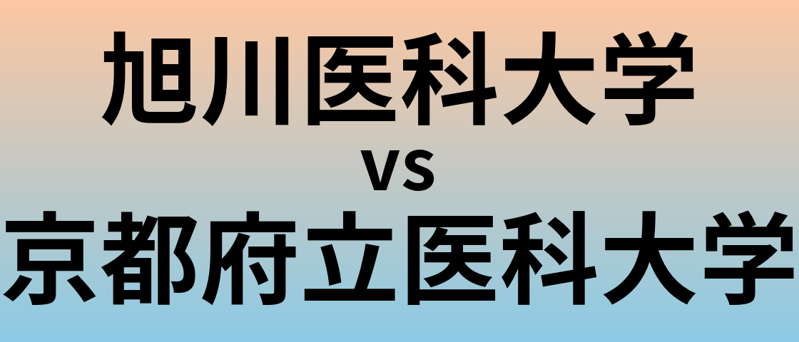 旭川医科大学と京都府立医科大学 のどちらが良い大学?