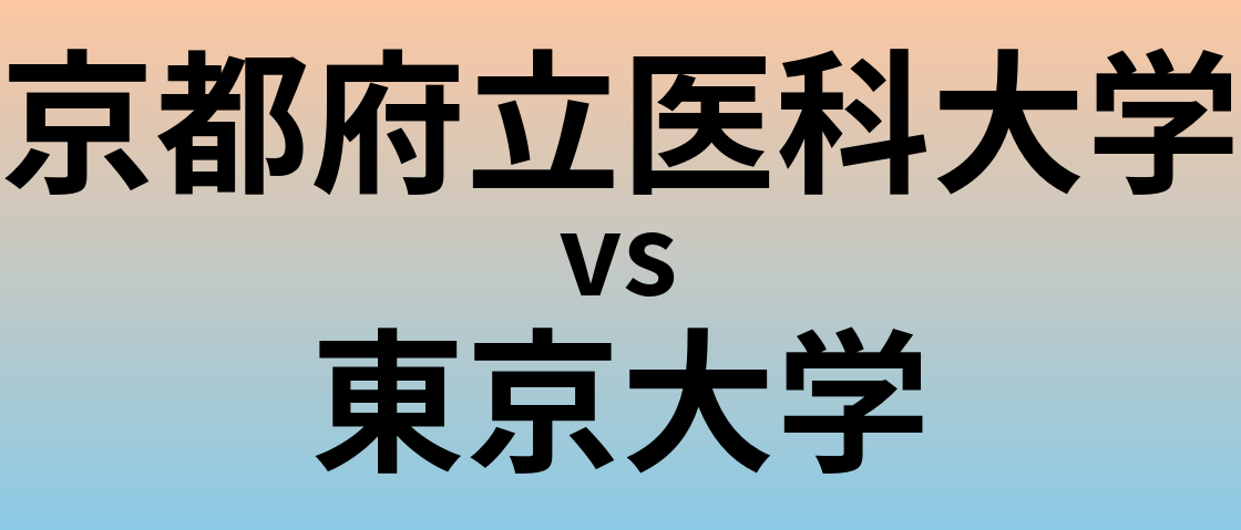 京都府立医科大学と東京大学 のどちらが良い大学?