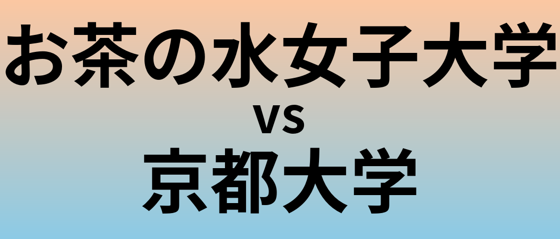 お茶の水女子大学と京都大学 のどちらが良い大学?