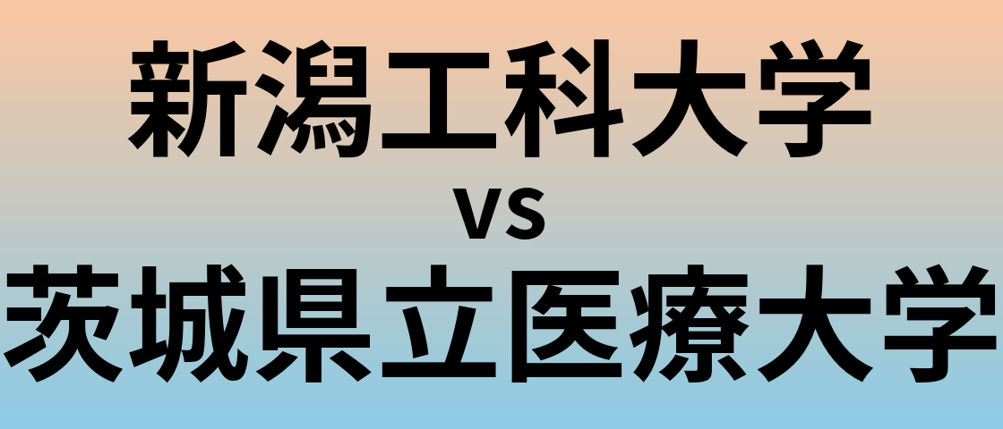 新潟工科大学と茨城県立医療大学 のどちらが良い大学?
