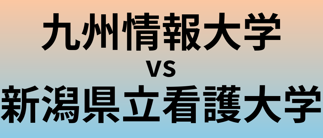 九州情報大学と新潟県立看護大学 のどちらが良い大学?