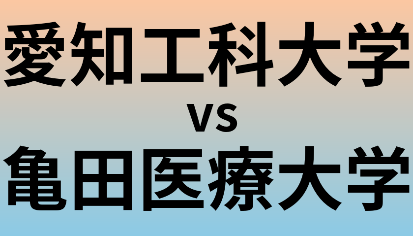 愛知工科大学と亀田医療大学 のどちらが良い大学?