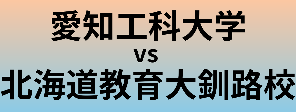 愛知工科大学と北海道教育大釧路校 のどちらが良い大学?
