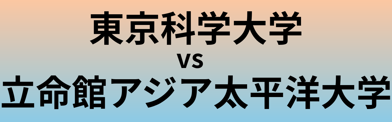 東京科学大学と立命館アジア太平洋大学 のどちらが良い大学?