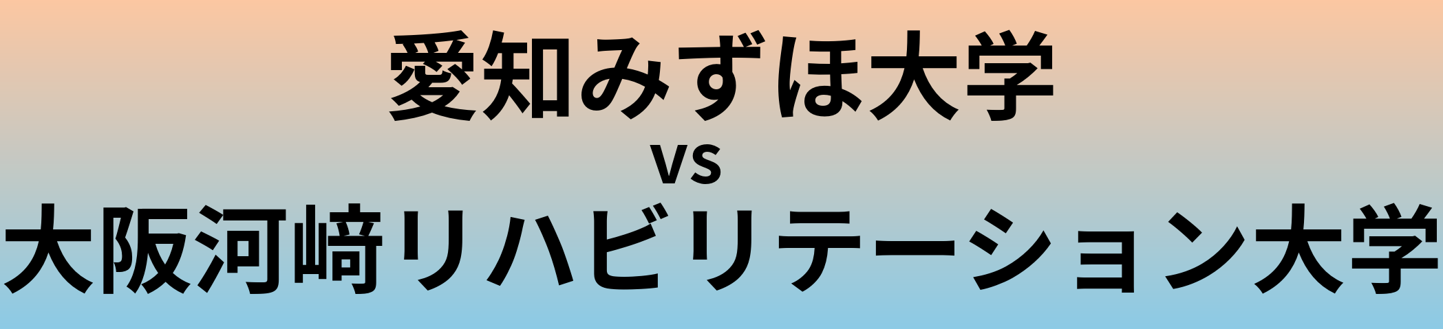 愛知みずほ大学と大阪河﨑リハビリテーション大学 のどちらが良い大学?