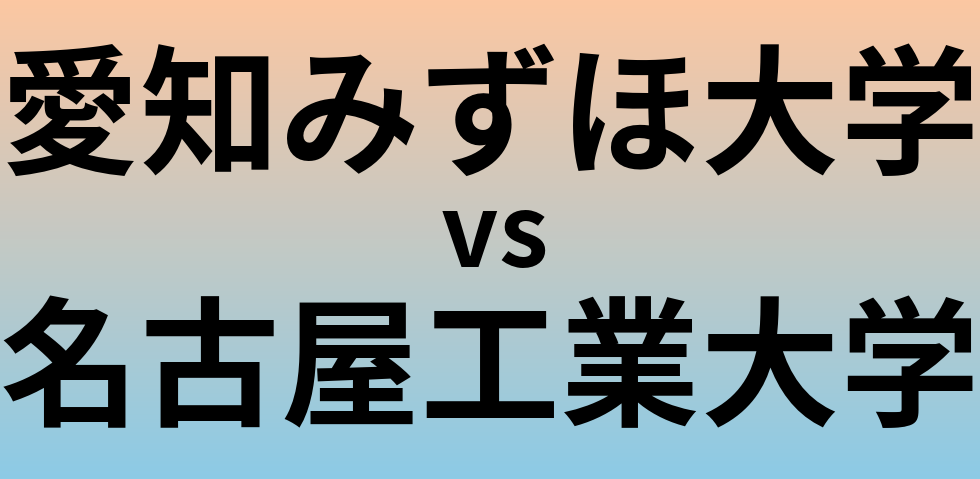 愛知みずほ大学と名古屋工業大学 のどちらが良い大学?