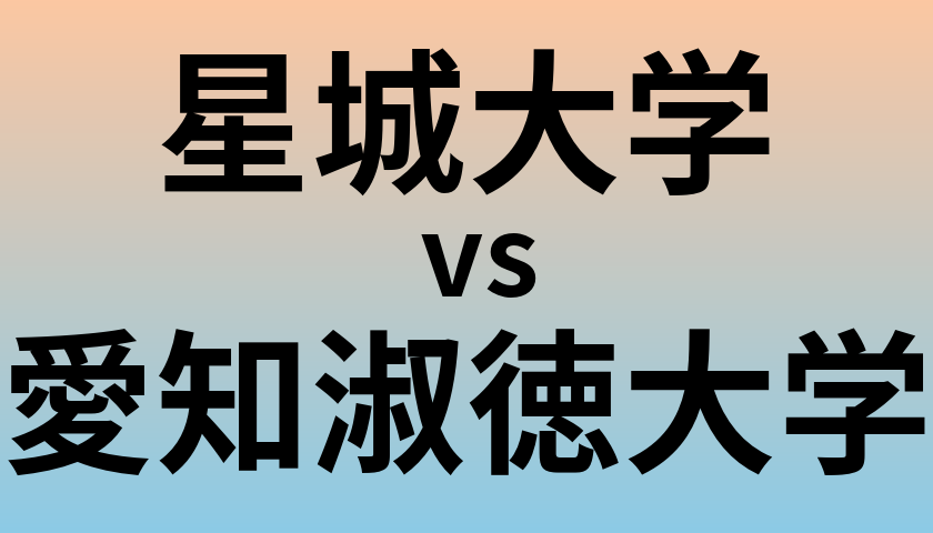 星城大学と愛知淑徳大学 のどちらが良い大学?