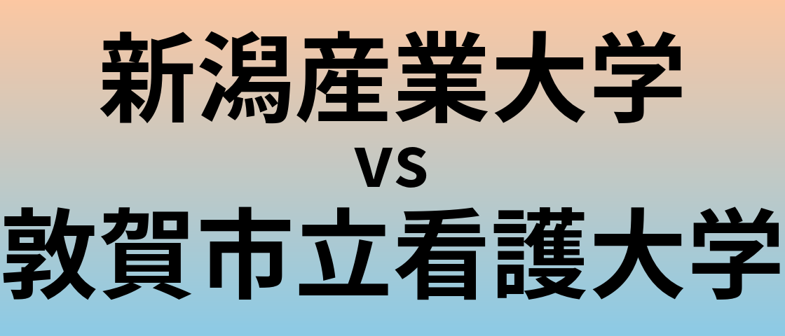 新潟産業大学と敦賀市立看護大学 のどちらが良い大学?