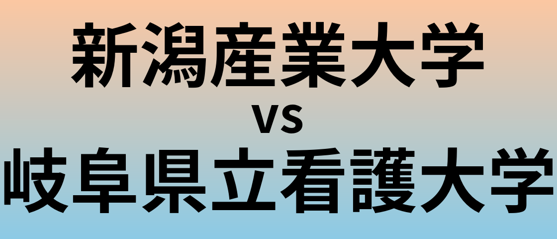新潟産業大学と岐阜県立看護大学 のどちらが良い大学?