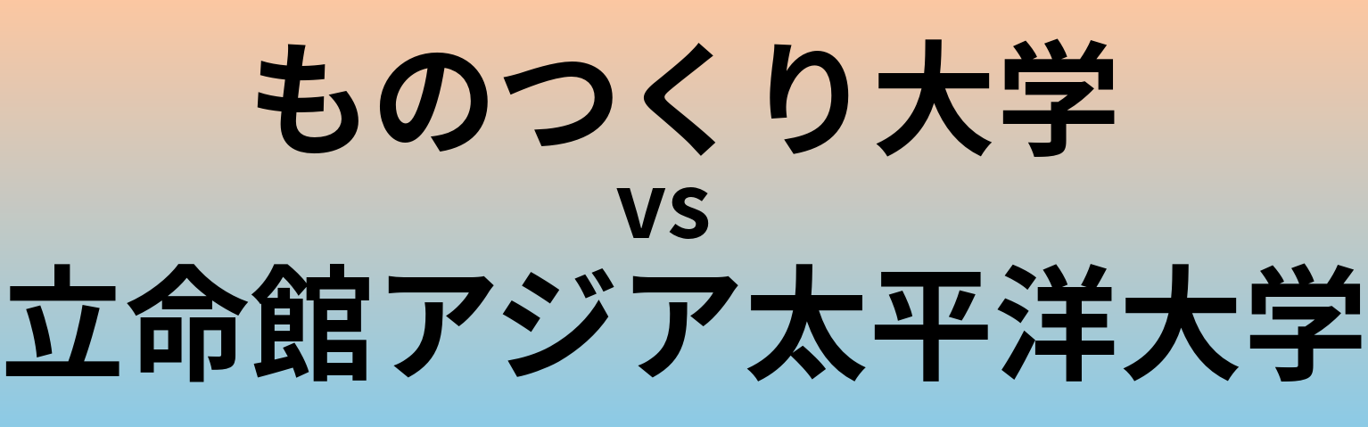 ものつくり大学と立命館アジア太平洋大学 のどちらが良い大学?